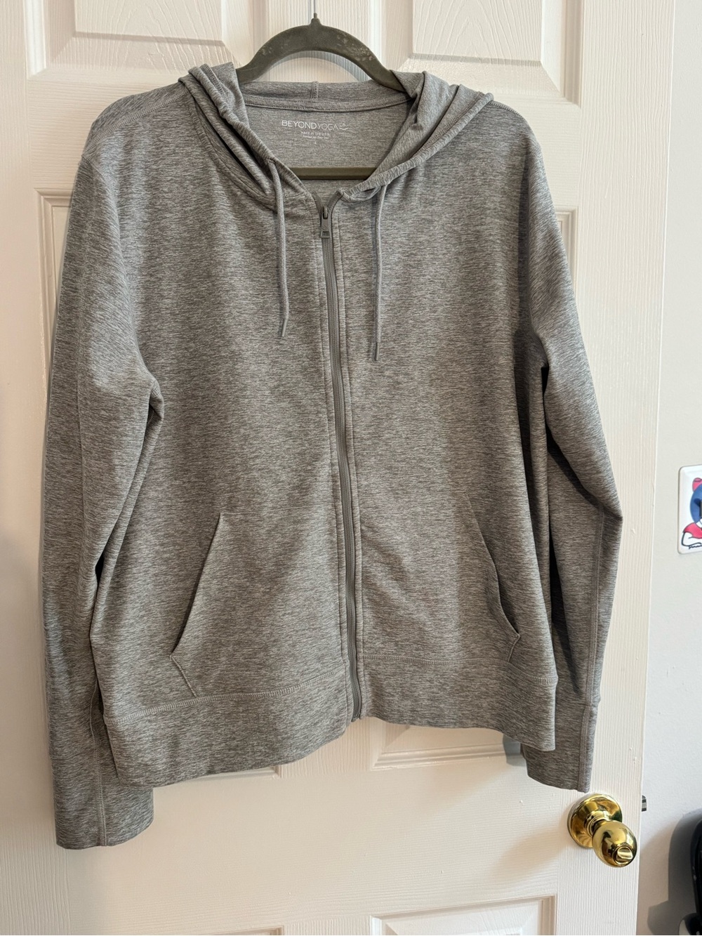 Beyond Yoga Gray Zip Hoodie with Pockets Size Large